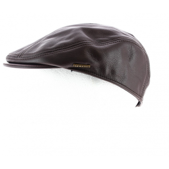Brown Leather Tanque Flat Cap - Stetson
