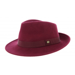 Burgundy Wool Felt Fedora Hat - Traclet