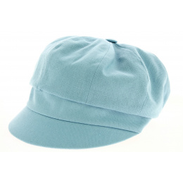Sky Blue Cotton Newsboy Cap with Bow - Traclet