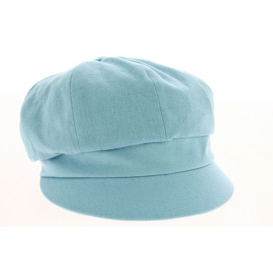 Sky Blue Cotton Newsboy Cap with Bow - Traclet