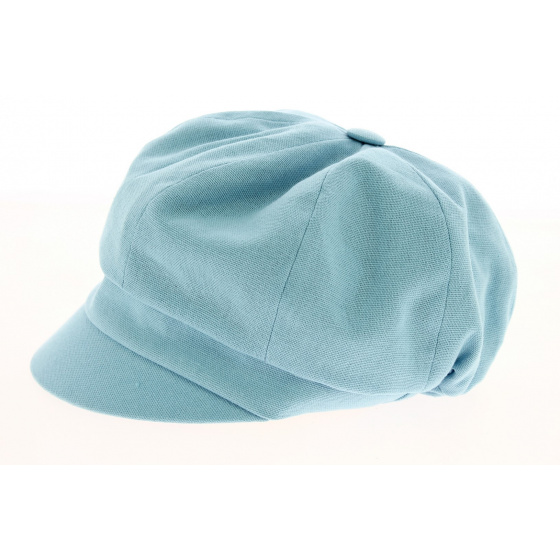 Sky Blue Cotton Newsboy Cap with Bow - Traclet