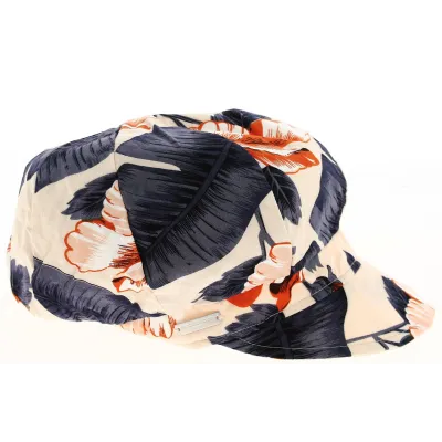 Cap Amber Newsboy Cap with Tropical Print - Seeberger Reference: 9322 | Traclet Hat Shop