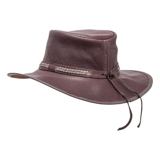 Chapeau Traveller Bison Cuir Marron - American Hat Makers