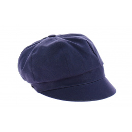 Navy Cotton Newsboy Cap with Bow - Traclet
