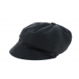 Black Cotton Neaux Newsboy Cap - Traclet