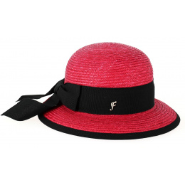 Santornin Red Straw Cloche Hat - Fléchet