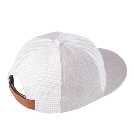 Beige Striped Linen Cap - Béton Ciré
