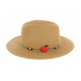 Chapeau En Paille Traveller Lierys - Fabriqué En Italie - Bandeau Cuir - Printemps/été Homme Femme