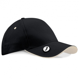 Pro-Style Golf Cap Black & White Cotton UPF 50+