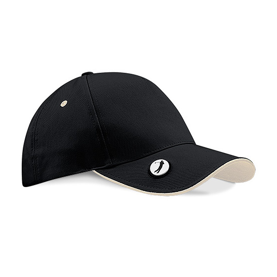 Pro-Style Black & White Cotton UPF 50+ Golf Cap