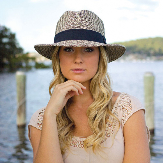 Natural Fiber Hat Beau Beige & Black - UPF 50+ - House Of Ord