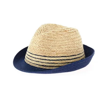 Beige & Blue Paper Straw Campanie Trilby Hat - Traclet  Reference: 9390 | Traclet Hat Shop