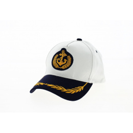 Casquette Baseball Capitaine Coton Blanc - Traclet