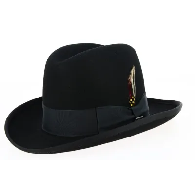 Chapeau Homburg Feutre Laine Noir- Traclet  Reference : 9419 | Chapellerie Traclet