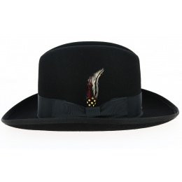 Homburg Hat Felt Wool Black- Traclet