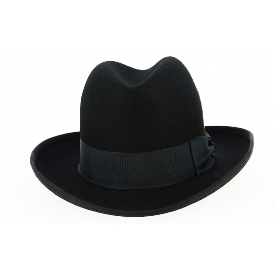 Black Wool Felt Homburg Hat - Traclet Black Wool Felt Homburg Hat - Traclet