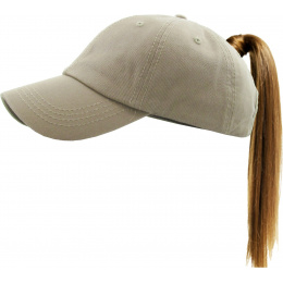Casquette Baseball Femme Ponytail Beige- Traclet
