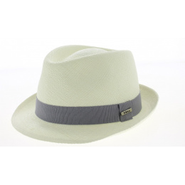 Natural Panama Trilby Hat Quito Gray Ribbon - Traclet