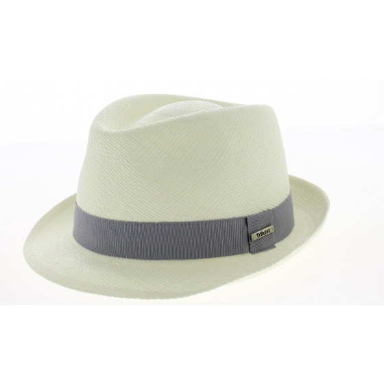 Natural Panama Trilby Hat Quito Gray Ribbon - Traclet