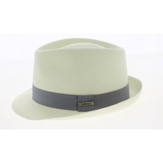 Natural Panama Trilby Hat Quito Gray Ribbon - Traclet