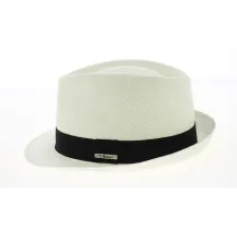 White Paper Straw Trilby Hat with Black Ribbon - Traclet Reference: 9439 | Traclet Hat Shop