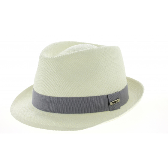 Natural Panama Trilby Hat Quito Gray Ribbon - Traclet