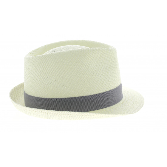 Chapeau Trilby Panama Quito Naturel Ruban Gris- Traclet