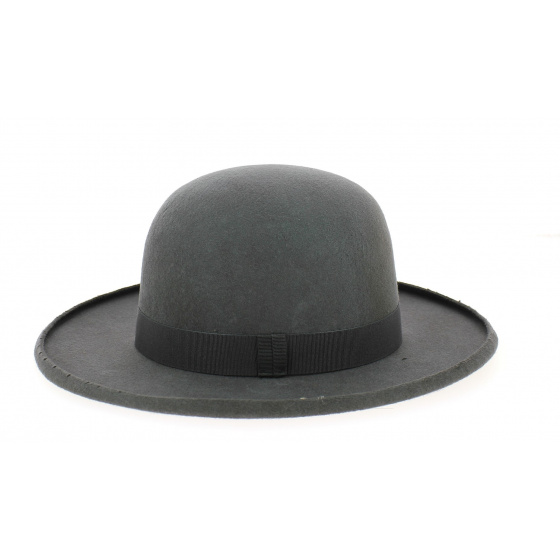 Grey Wool Felt Round Hat - Traclet
