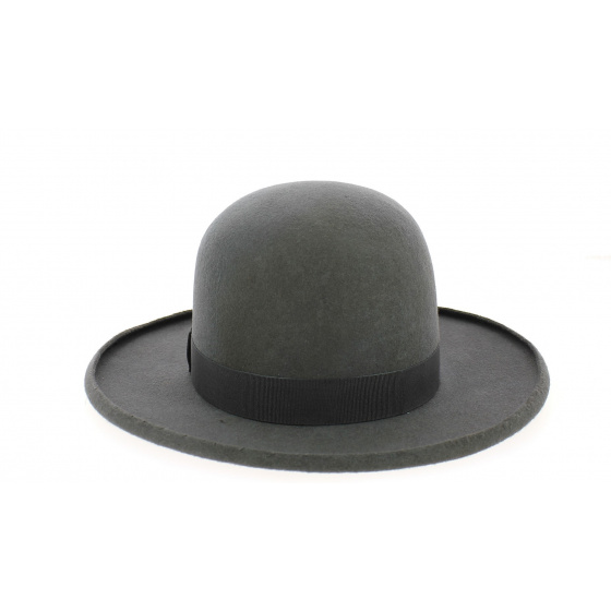Grey Wool Felt Round Hat - Traclet