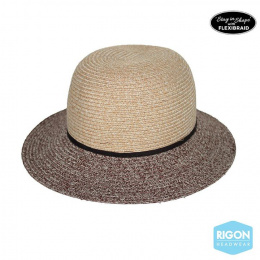 Chapeau Cloche Bicolore Naturel-Marron - Rigon Headwear