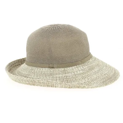 Wide-brim Hat/Cloche Hat Frida Polyester Mocha & White - Rigon headwear Reference: 9473 | Traclet Hat Shop