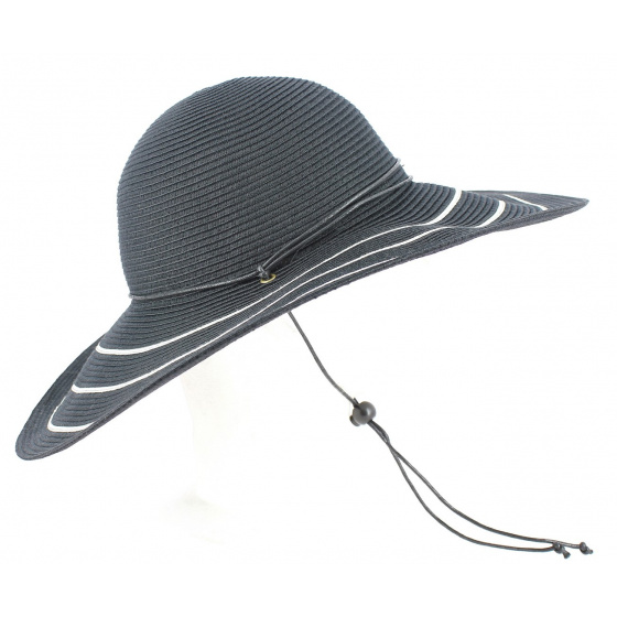 Freya Wide Brim Sun Hat Black/White - Rigon Headwear Freya Wide Brim Sun Hat Black/White - Rigon Headwear