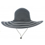 Freya Wide Brim Sun Hat Black/White - Rigon Headwear