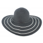 Freya Wide Brim Sun Hat Black/White - Rigon Headwear
