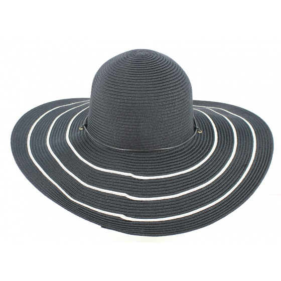 Capeline Freya Larges Bords Blanc/Noir - Rigon Headwear