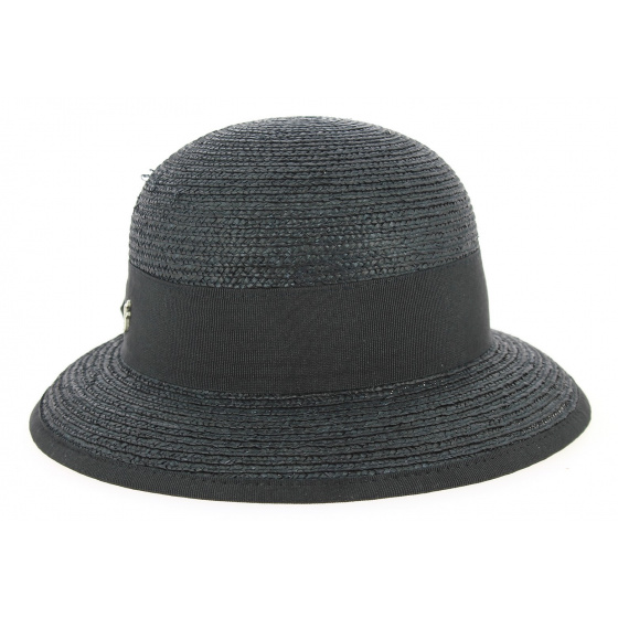 Santornin Black Straw Cloche Hat - Fléchet