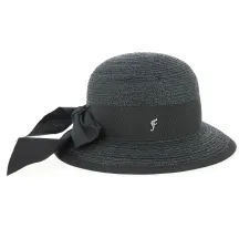 Chapeau Cloche Santornin Paille Noir- Fléchet Reference : 9476 | Chapellerie Traclet