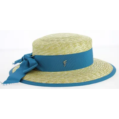 Chapeau Capeline Belleville Paille Naturelle/Bleu- Fléchet Reference : 9482 | Chapellerie Traclet