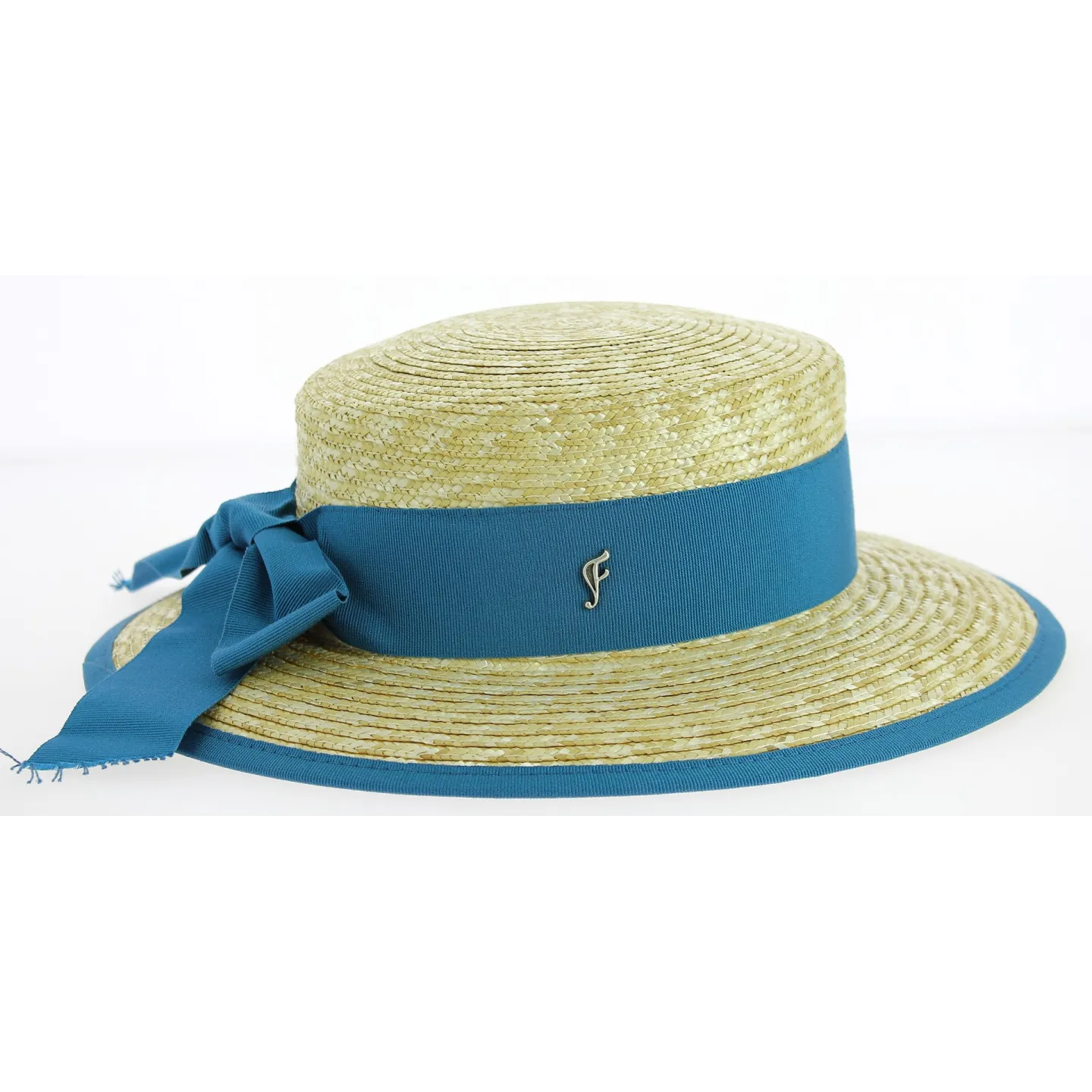 Chapeau Capeline Belleville Paille Naturelle/Bleu- Fléchet Reference : 9482 | Chapellerie Traclet