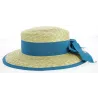 Chapeau Capeline Belleville Paille Naturelle/Bleu- Fléchet Reference : 9482 | Chapellerie Traclet