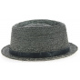Indian Wells Straw PorkPie Hat Grey - Traclet
