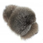 Brown Bluefrost Fox Fur Beanie - Traclet