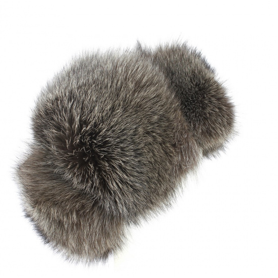 Brown Bluefrost Fox Fur Beanie - Traclet