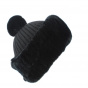 Rex Cashmere & Fur Pom-Pom Beanie Black - Traclet