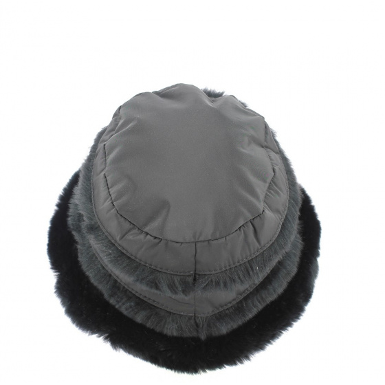 Toque Rex Microfibres & Fourrure Lapin Noire- Traclet 