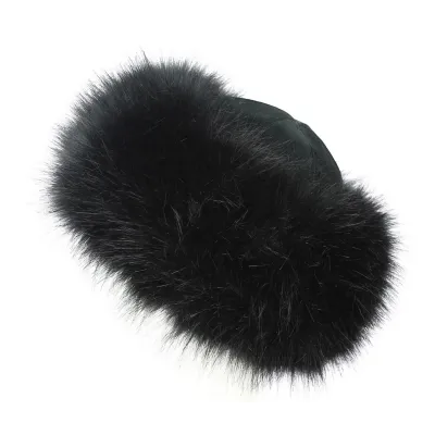 Nastasia Leather & Faux Mink Fur Black Toque - Traclet Reference: 9564 | Traclet Hat Shop
