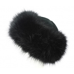 Toque Nastasia Leather & Faux Fur Black Mink- Traclet