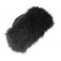 Nastasia Leather & Faux Mink Fur Black Toque - Traclet