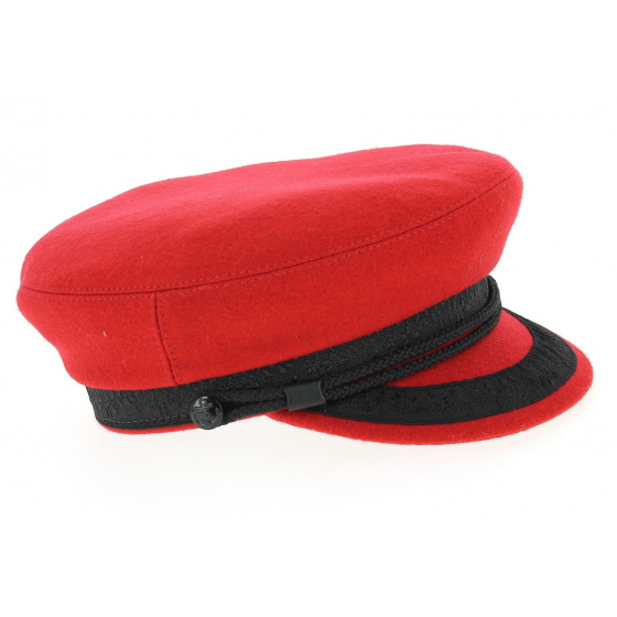 Red Elven Sailor Cap in Wool-Traclet