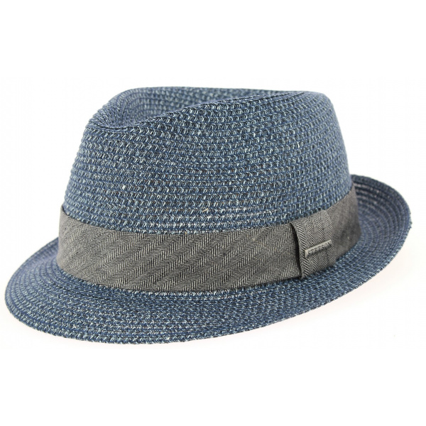 blue trilby hat